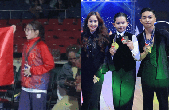 Cưng xỉu con trai Khánh Thi - Phan Hiển ăn mừng cực sung khi bố giành HCV