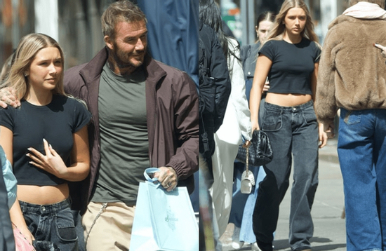 Tóm dính David Beckham đưa con gái đi shopping, nhan sắc 'cam thường' tiểu thư Harper khác trên mạng quá