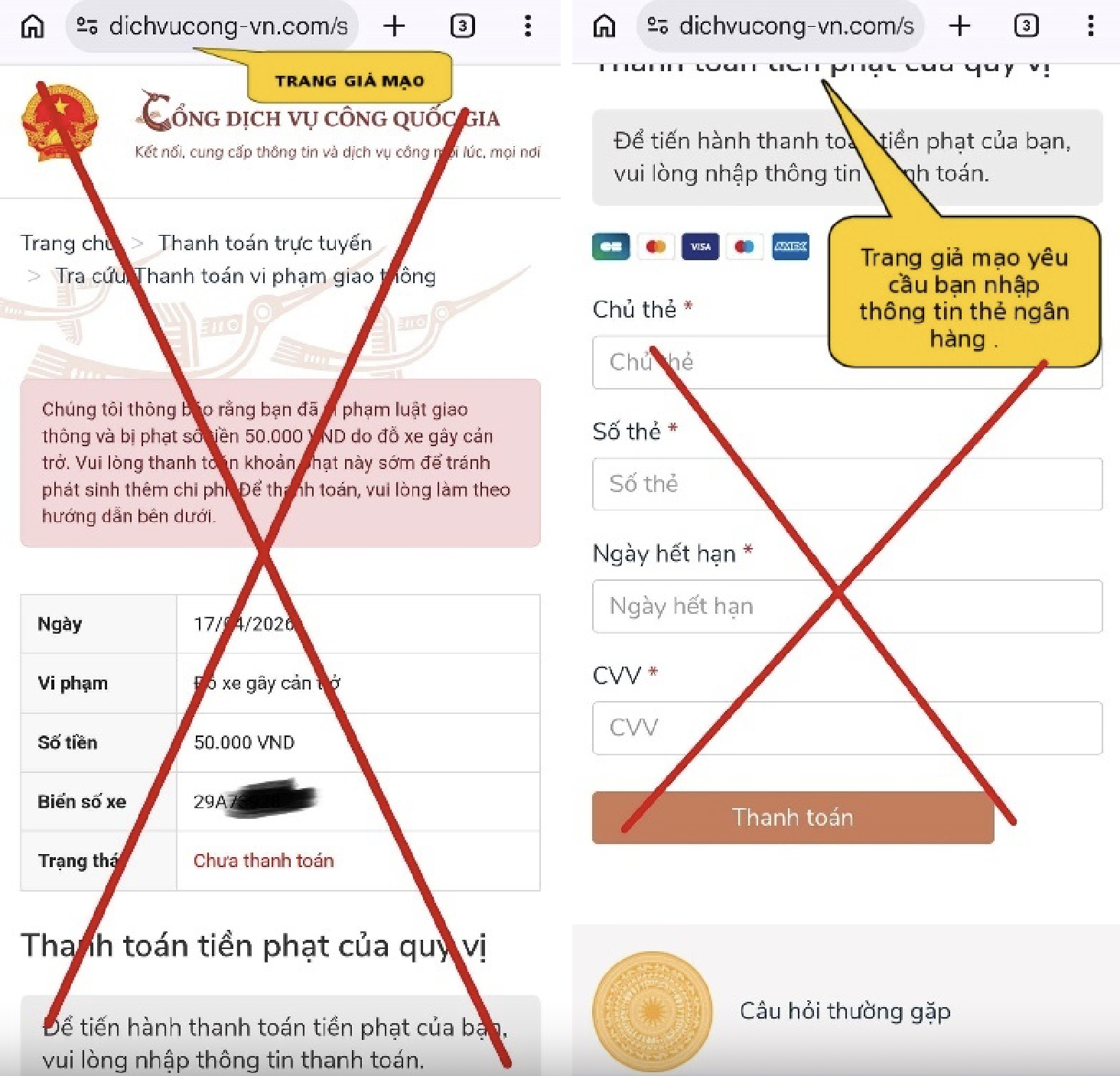 Cảnh báo lừa đảo phạt nguội 50 . 000 VND qua website giả dịch vụ công - Ảnh 1.