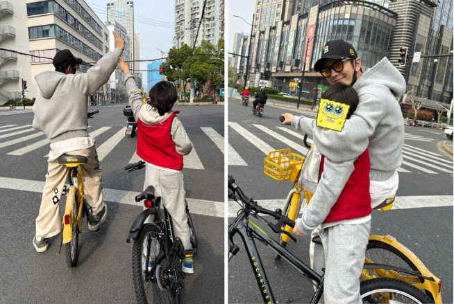 Tài tử Huỳnh Hiểu Minh 'gây sốt' khi đi đạp xe cùng con trai - Ảnh 1