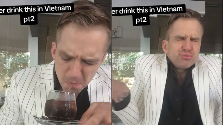 Nhiều dân mạng tự nhận rằng mình uống ngụm lớn cà phê đen không đường thì cũng sẽ có biểu cảm sung sướng như anh Tây. (Ảnh chụp màn hình)