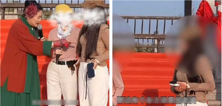 Người vợ lập tức nhận ra chồng mình trên sân khấu và bóc mẽ anh ta. Cuộc xô xát xảy ra, thu hút sự chú ý.