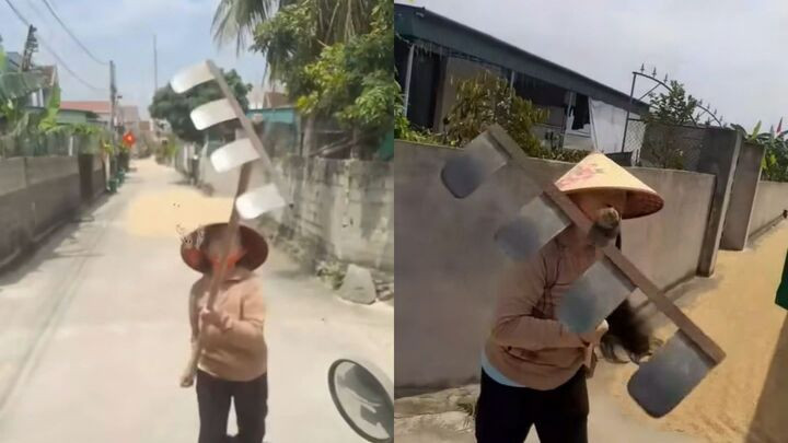 Hành động bất chấp lý lẽ của bà Trần Thị Quý khiến dân mạng bức xúc. (Ảnh chụp màn hình)