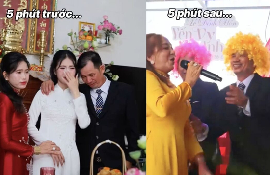 Clip bố cô dâu vừa mới khóc sụt sùi đã 'quẩy cực sung' gây bão mạng xã hội
