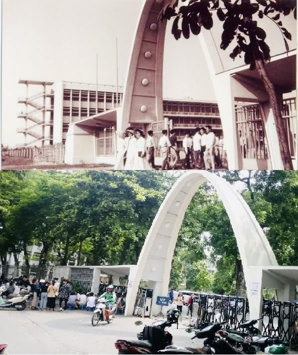 Chuyện chưa kể về cổng Parabol huyền thoại Đại học Bách khoa Hà Nội插图2 Cổng Parabol xưa và nay.