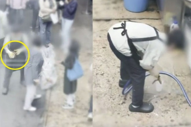 쓰레기통서 얼음컵 꺼내 재사용