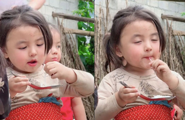 Vẻ thiên thần của em bé vùng cao khi mê mải ăn bún khiến dân mạng 'tan chảy'