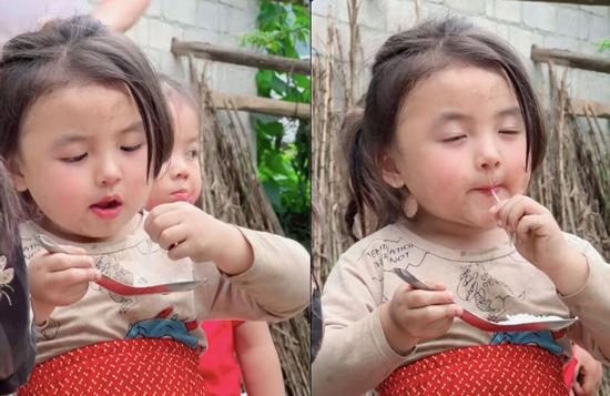 Vẻ thiên thần của em bé vùng cao khi mê mải ăn bún khiến dân mạng 'tan chảy'