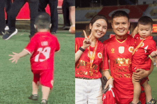 3,5 triệu người xem con trai Quang Hải lon ton chạy về phía bố, được bố đeo huy chương vô địch