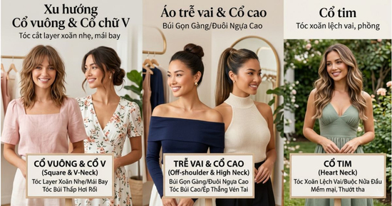 Kiểu tóc phù hợp từng dáng cổ áo nàng nên biết