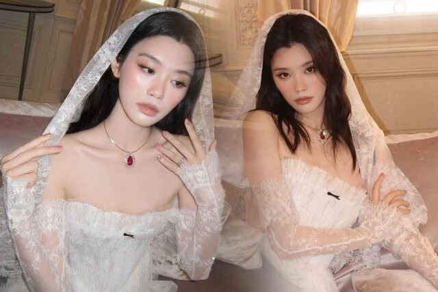 Choáng nguồn gốc dây chuyền ngọc 10 carat Hề Mộng Dao đeo trong đám cưới với chồng thiếu gia