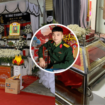 Người thân khóc nghẹn trong tang lễ Thượng úy Lê Văn Thắng 'Sao Nhập Ngũ' tại Nghệ An