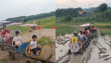 Clip 'khối nghỉ hè' ngồi đoàn tàu tự chế chơi ngoài ruộng khiến dân mạng mê tít