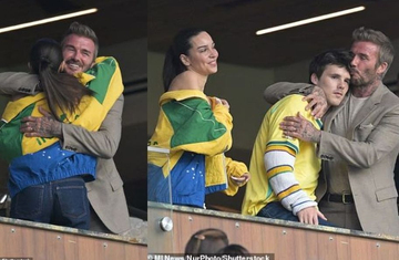 David Beckham chiếm spotlight khi ôm thắm thiết bạn gái của con trai trên khán đài World Cup 2026
