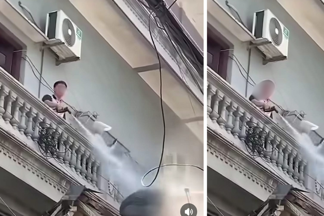 Công an vào cuộc vụ người đàn ông liên tục xịt nước vào thợ tháo dỡ công trình gây bức xúc