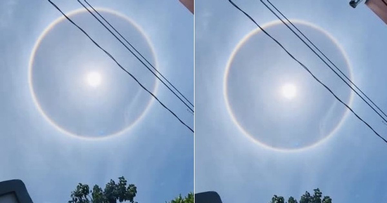 Cận cảnh quầng sáng 22 độ bao vây mặt trời: Nhiều người dân lo lắng, nhà khoa học lý giải gì?