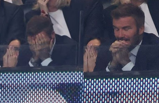 David Beckham cố kìm nước mắt, được Victoria an ủi khi chứng kiến Messi hạ gục ĐT Anh