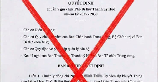 Huế cảnh báo văn bản giả mạo về chuẩn y Phó Bí thư Thành ủy