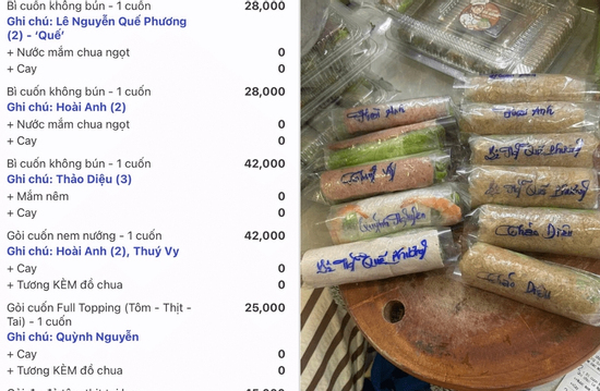 Khách đặt 26 chiếc gỏi cuốn, yêu cầu ghi tên từng người kèm nước chấm khác nhau: Chủ quán nói lý do nhận đơn