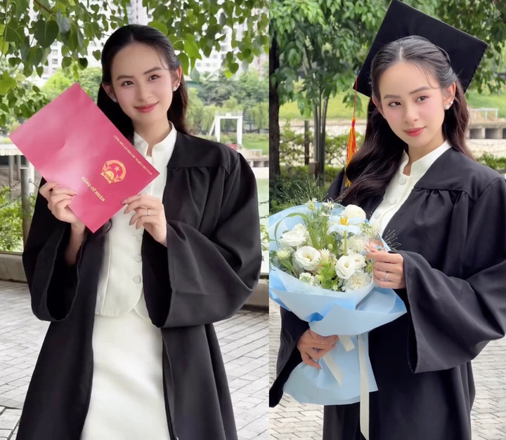Hương Liên đẹp rạng rỡ trong buổi lễ tốt nghiệp.