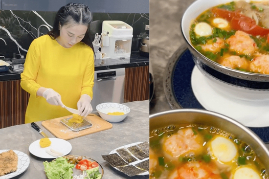 Phương Oanh một mình chăm cặp song sinh vẫn tự tay nấu ăn: Nhìn mâm cơm thấy độ tỉ mỉ