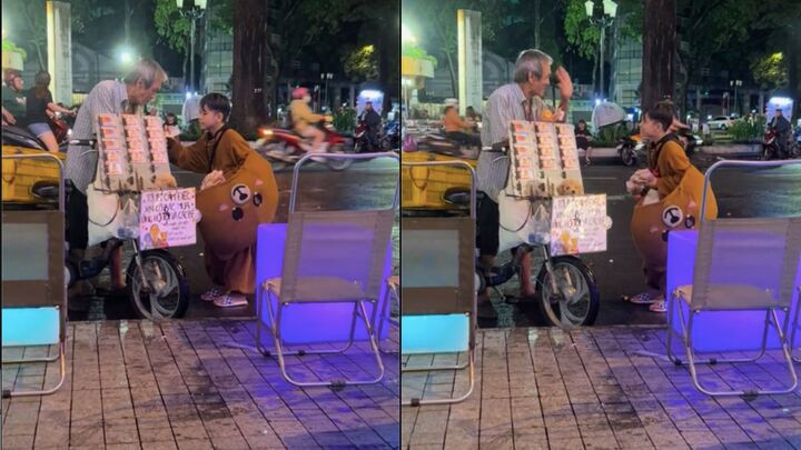 Dân mạng khen ngợi sự ngoan ngoãn, biết sẻ chia của em nhỏ. (Ảnh chụp màn hình)