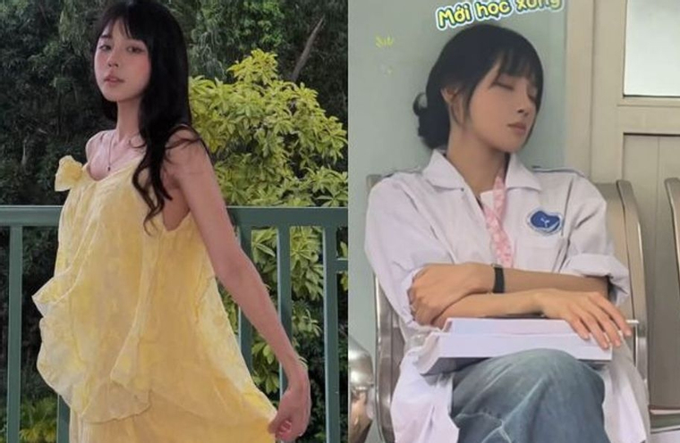 Sinh viên Y khoa gây chú ý với nhan sắc xinh đẹp khi ngồi ngủ gật hành lang bệnh viện, hóa ra là vợ cầu thủ nổi tiếng