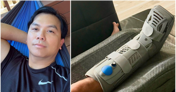 Ca sĩ Mạnh Quỳnh bị vỡ xương mắt cá chân