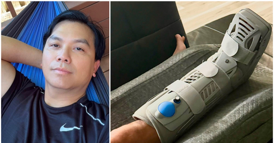 Ca sĩ Mạnh Quỳnh bị vỡ xương mắt cá chân