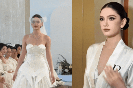 Em gái chân dài của thủ môn Đặng Văn Lâm diện váy cưới kiêu sa như công chúa, chiếm trọn spotlight trên sàn catwalk vì visual cực bén