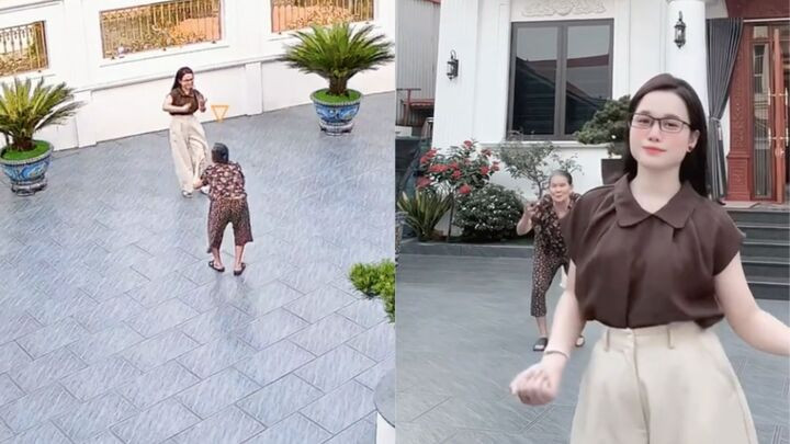 Dân mạng thích thú và cảm động khi xem hai thế hệ cách nhau 6 thập kỷ cùng nhảy múa theo xu hướng. (Ảnh chụp màn hình)