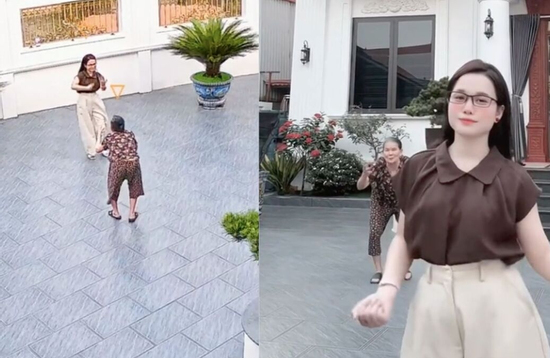 Khoảnh khắc bà cụ U90 lưng còng vẫn nhảy TikTok cùng cháu gái gây sốt mạng