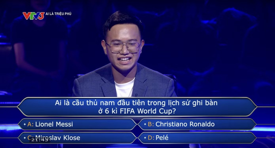 Ai là triệu phú ghi sai tên Ronaldo