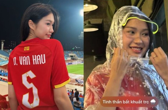 Doãn Hải My lúc xinh đẹp, lúc khó nhận ra khi đến Mỹ Đình cổ vũ ĐT Việt Nam