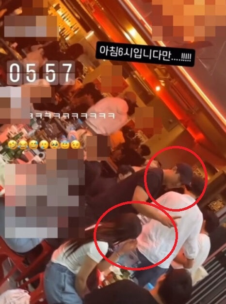Hình ảnh Hwang Jae Gyun tiệc tùng thâu đêm bên bạn bè và 1 cô gái lạ mặt từng gây xôn xao cõi mạng. Ảnh: X