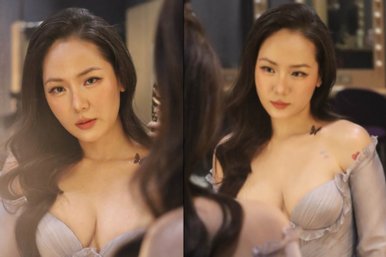 Khó rời mắt trước vẻ đẹp gợi cảm của Phương Linh khi diện váy khoe vòng một hững hờ