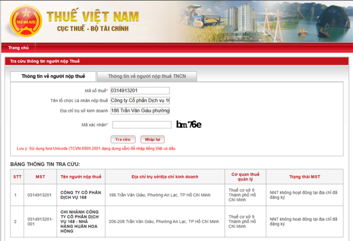 Huấn Hoa Hồng làm chủ, góp vốn nhiều công ty, loạt DN không hoạt động tại địa chỉ插图1 du lieu thue 1 cty 168.png