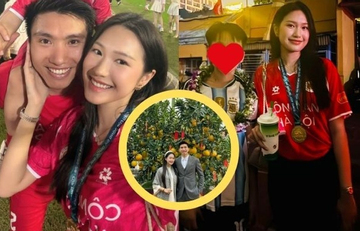 Cam thường bóc nhan sắc đời thực của Doãn Hải My khi cùng Văn Hậu mừng vô địch siêu cúp