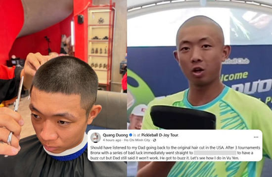 Vừa đổi kiểu tóc được ít ngày, Quang Dương Pickleball đã phải trở lại với kiểu đầu quen thuộc