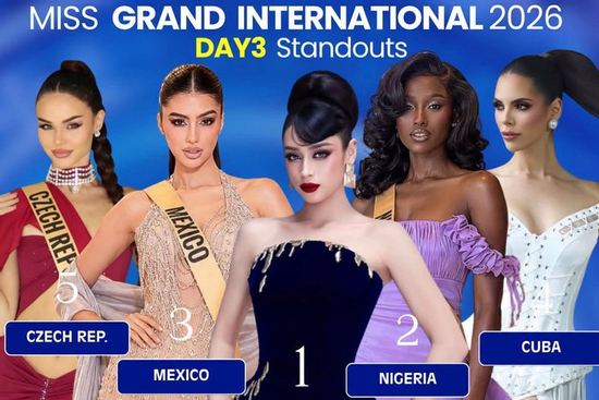 Emoura Phạm dẫn đầu bảng xếp hạng thời trang ngày thứ 3 tại Miss Grand International 2026