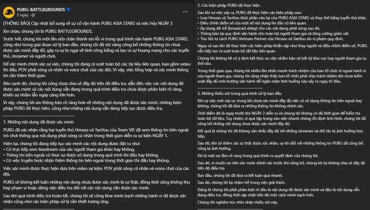 Thông báo của PUBG