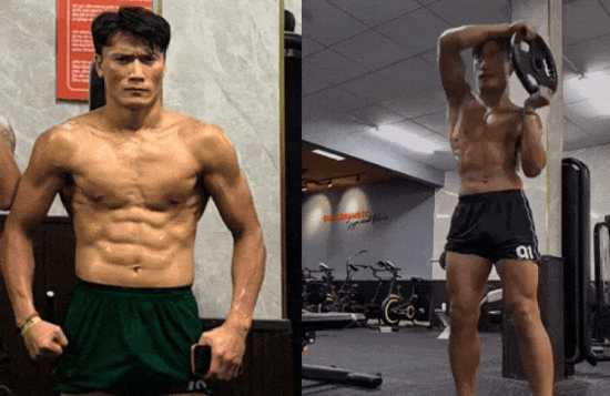 Từ nay hãy gọi Bùi Tiến Dũng là 'đội trưởng phòng gym', body 8 múi 'sầu riêng', cơ bắp cuồn cuộn gây sốt